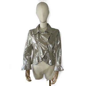 BEBE silver metallic leather jacket sz. M